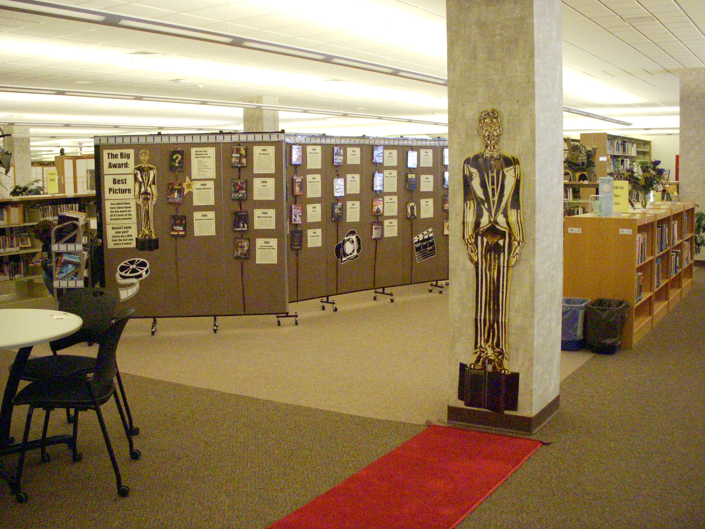 School library display Oscars trivia