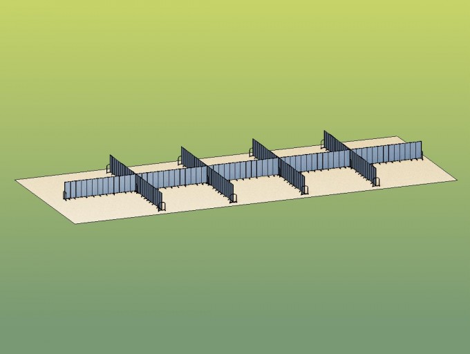 Illustration of partitions used to create ten classrooms in a large space