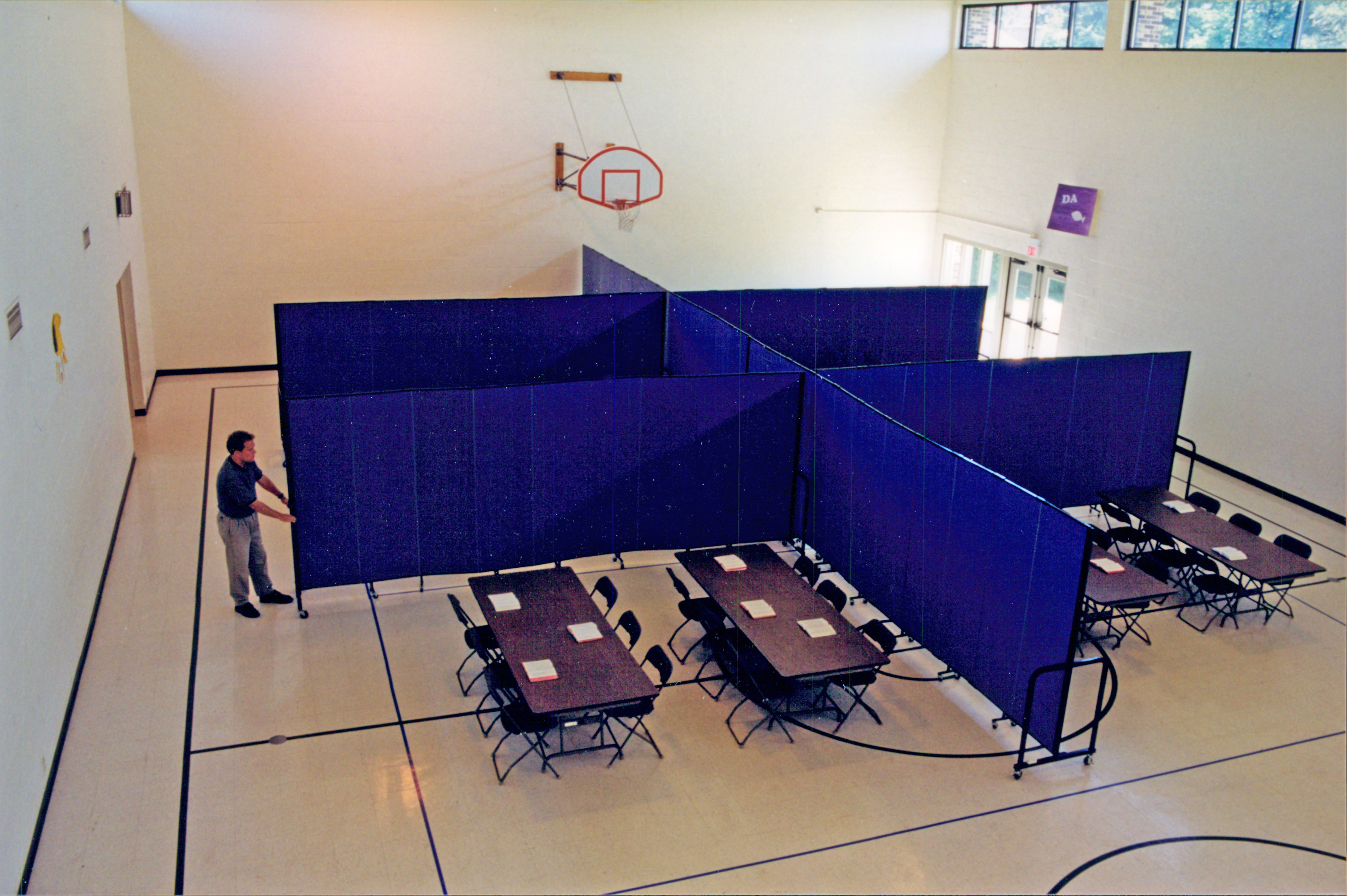 room dividers in a gym