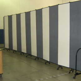 Alternating panels of dry erase and fabric panels on a Screenflex Room Divider