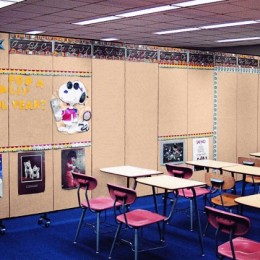 A Screenflex Room Divider divides a classroom into two rooms