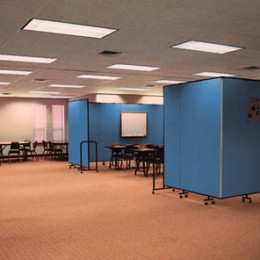 Multiple rooms are created with room paritions in an open space