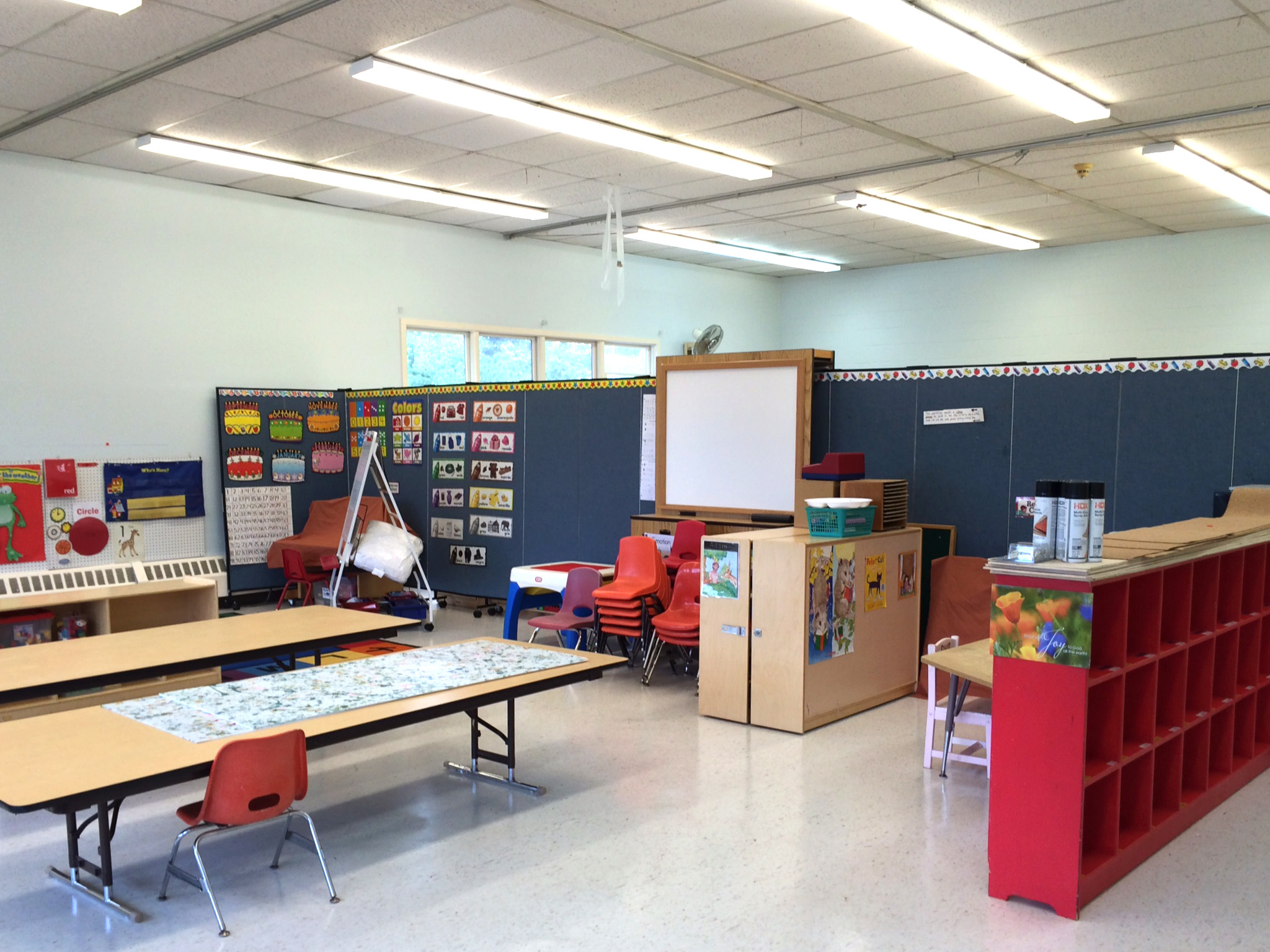 Oak Hill Christian Childcare Rooms created in a large room with the help of portable walls