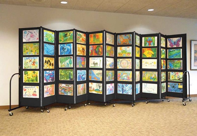 A black art display system used to display student artwork