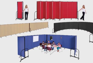 A collection of colorful room dividers in various configurations